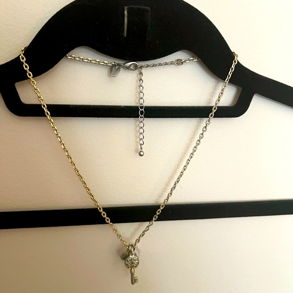 10” Lia Sophia gold necklace with key pendant
